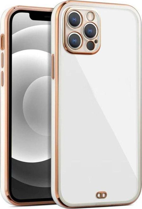 Epro İphone 13 Pro Max Arka Kapak Kılıf Beyaz Kenarlı Rose - Image 1