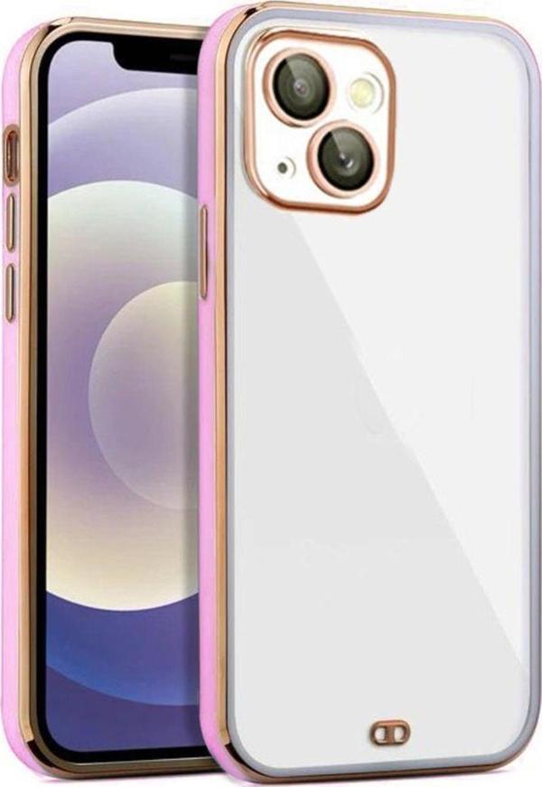 Epro İphone 14 Plus Arka Kapak Kılıf Pembe Kenarlı Rose - Image 1