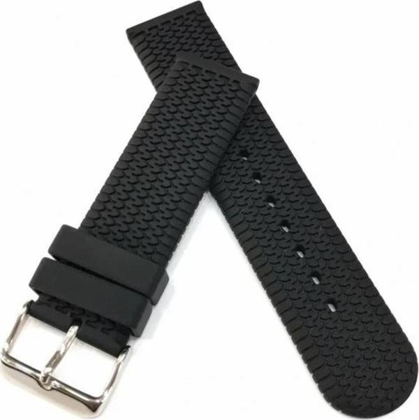 Fado 24 mm Renkli Silikon Baskılı Desenli Saat Kordonu Kayışı Siyah - Image 1