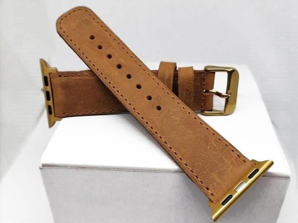 Fado Akıllı Saat Uyumlu Deri Saat Kordonu 32 mm / 38 mm Taba - Image 1