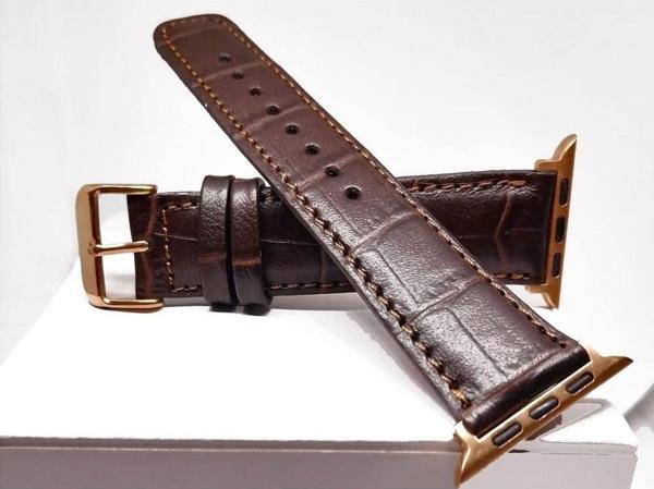 Fado Akıllı Saat Uyumlu Deri Saat Kordonu 34 mm / 42 mm Kahverengi Aparatlı - Image 1