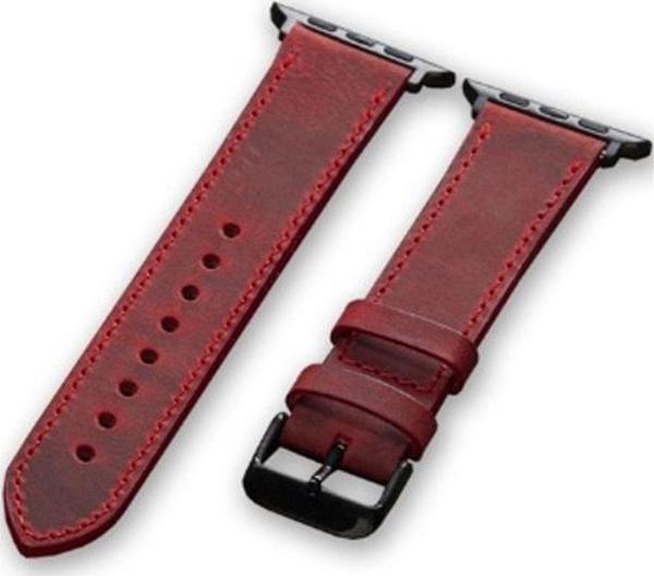 Fado Akıllı Saat Uyumlu Lüks Deri Saat Kordonu Kroko 32 mm / 38 mm Kırmızı - Image 1