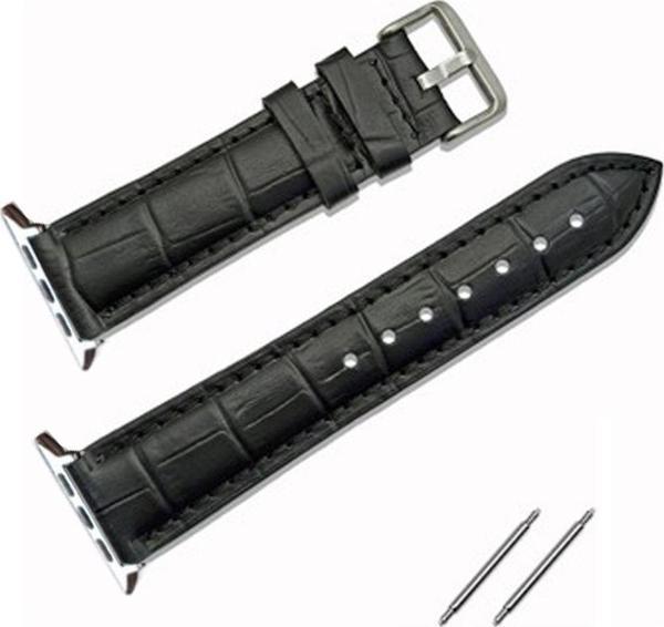 Fado Akıllı Saat Uyumlu Lüks Deri Saat Kordonu Kroko 32 mm / 38 mm Siyah 1111 - Image 1