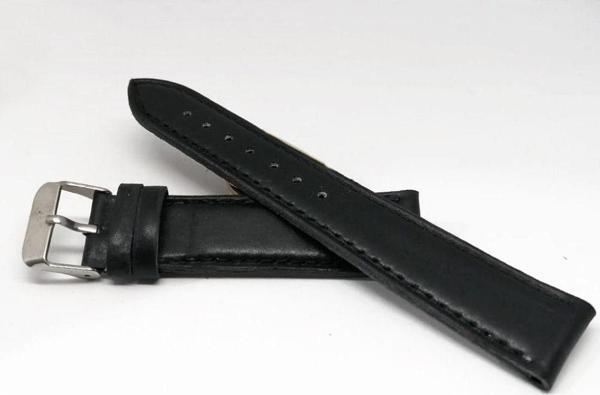 Fado Hakiki Deri Siyah Düz 20 mm Saat Kordonu - Image 1