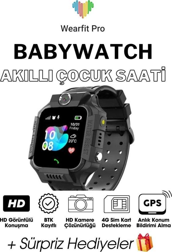 Wearfit Çocuk Akıllı Kol Saati Smart Watch Tft Ekran Gps Kamera Oyun Hesap Arama Btk Kayıtlı Siyah - Image 1