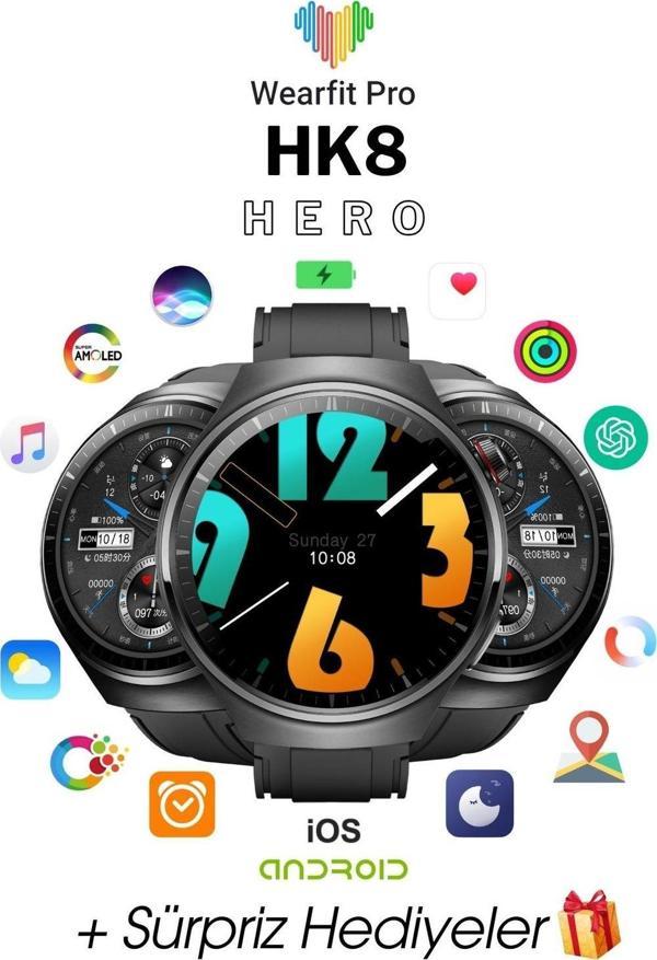 Wearfit Hk9 Pro + Akıllı Kol Saati Smart Watch Model:İnç 45 Mm Amoled Ekran (Siyah) - Image 1