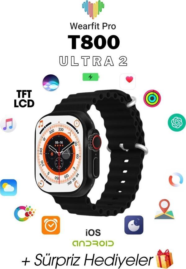 Wearfit T800 Ultra 2 Akıllı Kol Saati Smart Watch Model:İnç 49 Mm Tft Ekran (Siyah) - Image 1