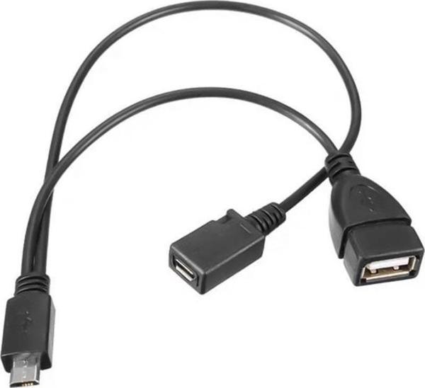 USB DİŞİ MİCRO USB ERKEK-DİŞİ Y 20 CM OTG KABLO (2818) - Image 1
