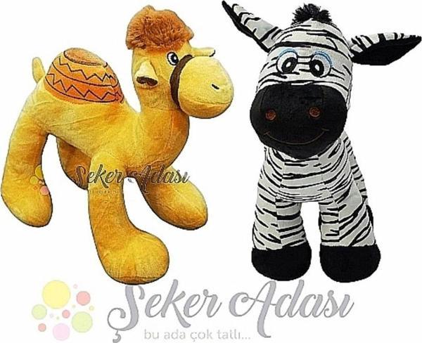 Şeker Adası Peluş Zebra ve Peluş Deve 2 li Oyuncak Oyun ve Uyku Arkadaşı - Image 1