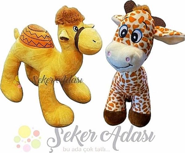 Şeker Adası Peluş Zürafa Zuzu ve Peluş Deve 2 li Oyuncak Oyun ve Uyku Arkadaşı - Image 1