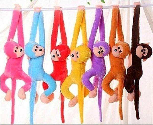Şeker Adası Sesli Peluş Maymun 50 Cm Renkli Sarılan Oyuncak Uyku Arkadaşı Mama - Image 1