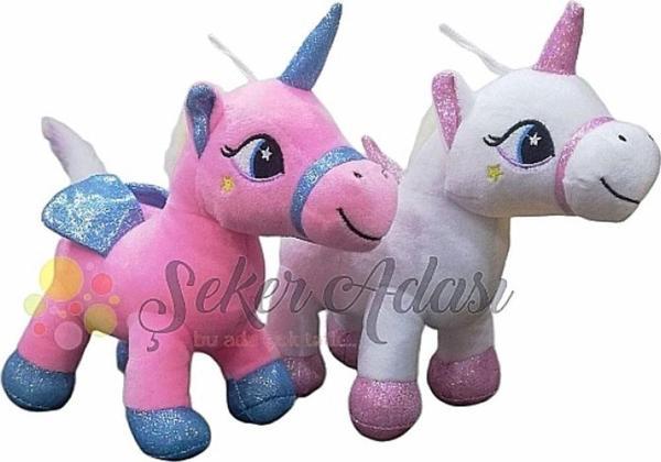 Şeker Adası Sevimli 2 Li Kanatlı Boynuzlu Peluş Unicorn Pony At Oyuncak 20 Cm - Image 1
