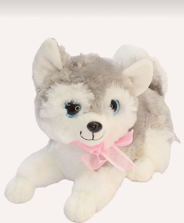 Şeker Adası Sevimli Havlayan Sesli Gri Köpek Peluş Oyuncak 30 Cm - Image 1