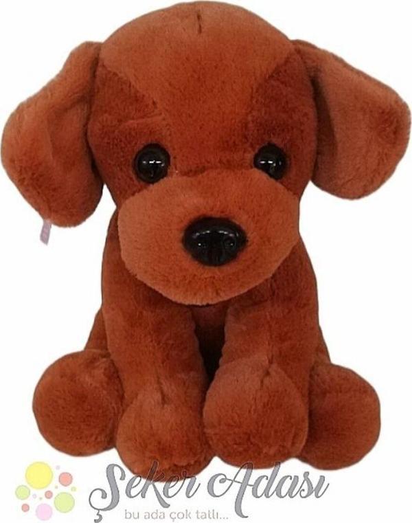 Şeker Adası Sevimli Oturan Kahverengi Peluş Badem Köpek 30 Cm - Image 1