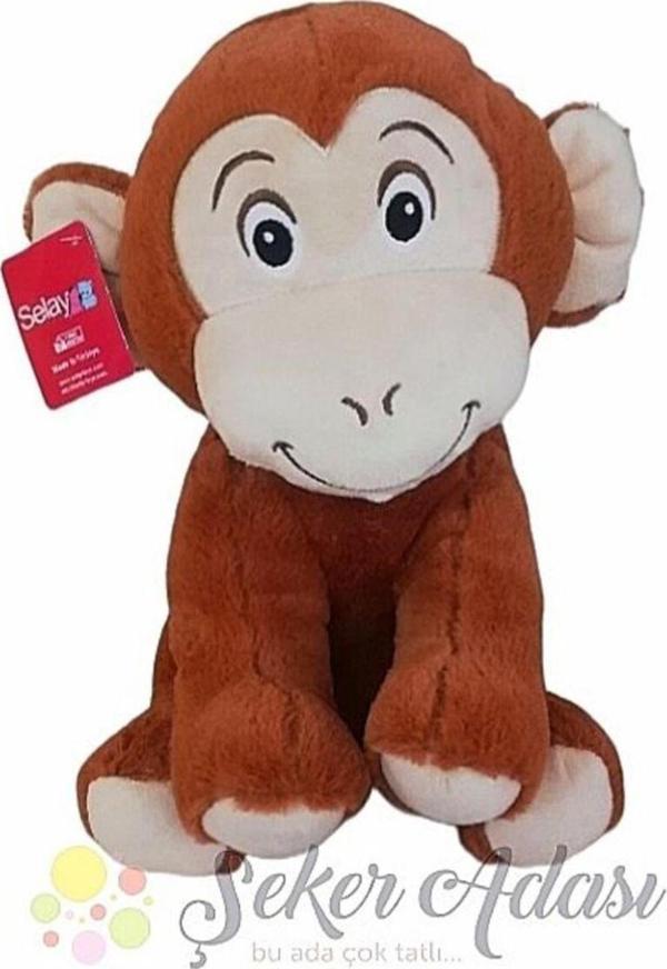Şeker Adası Sevimli Oturan Kahverengi Peluş Maymun 30 Cm - Image 1