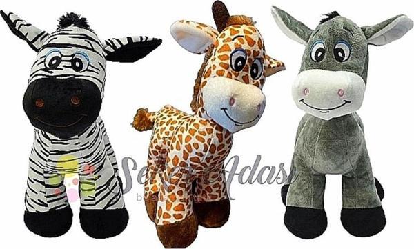 Şeker Adası Sevimli Peluş Eşek Zebra Zürafa Zuzu 28 Cm - 3 Lü Uyku Ve Oyun Arkadaşı Peluş Oyuncak Halley - Image 1