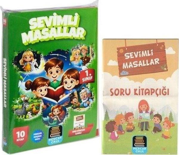 1. Sınıf Sevimli Masallar Okuma Seti - 10 Kitap Takım + Soru Kitapçığı İlaveli - Mercan Okul - Image 1