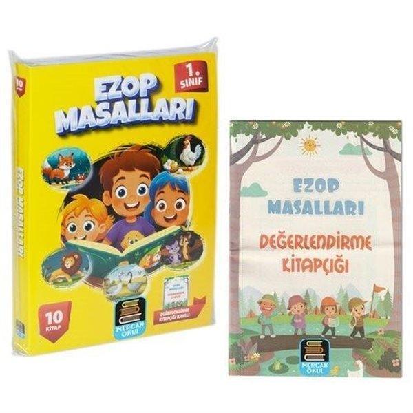 1. Sınıf Okuma Ezop Masalları Seti - 10 Kitap Takım - Değendirme Kitapçığı İlaveli - Mercan Okul - Image 1