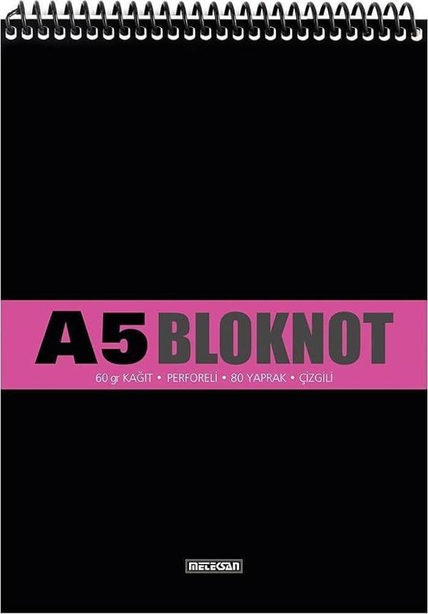 METEKSAN BLOKNOT A5 80 YAPRAK ÇİZGİLİ SPİRALLİ - Image 1