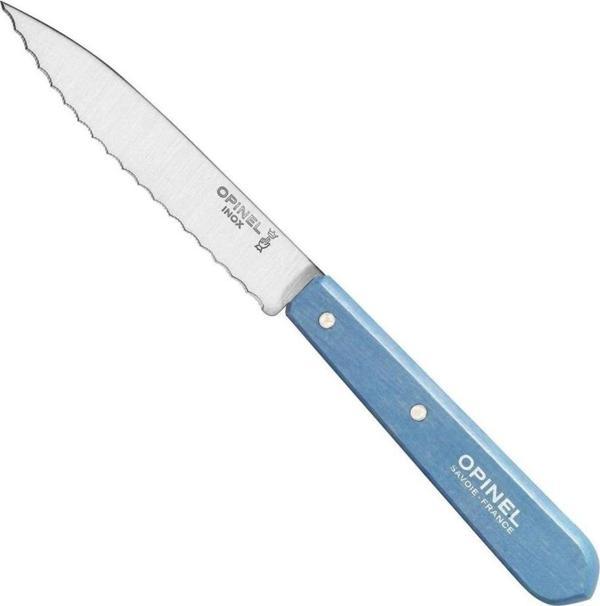 Opinel Essential No:113 Paslanmaz Çelik Tırtıklı Soyma Bıçağı Mavi - Image 1