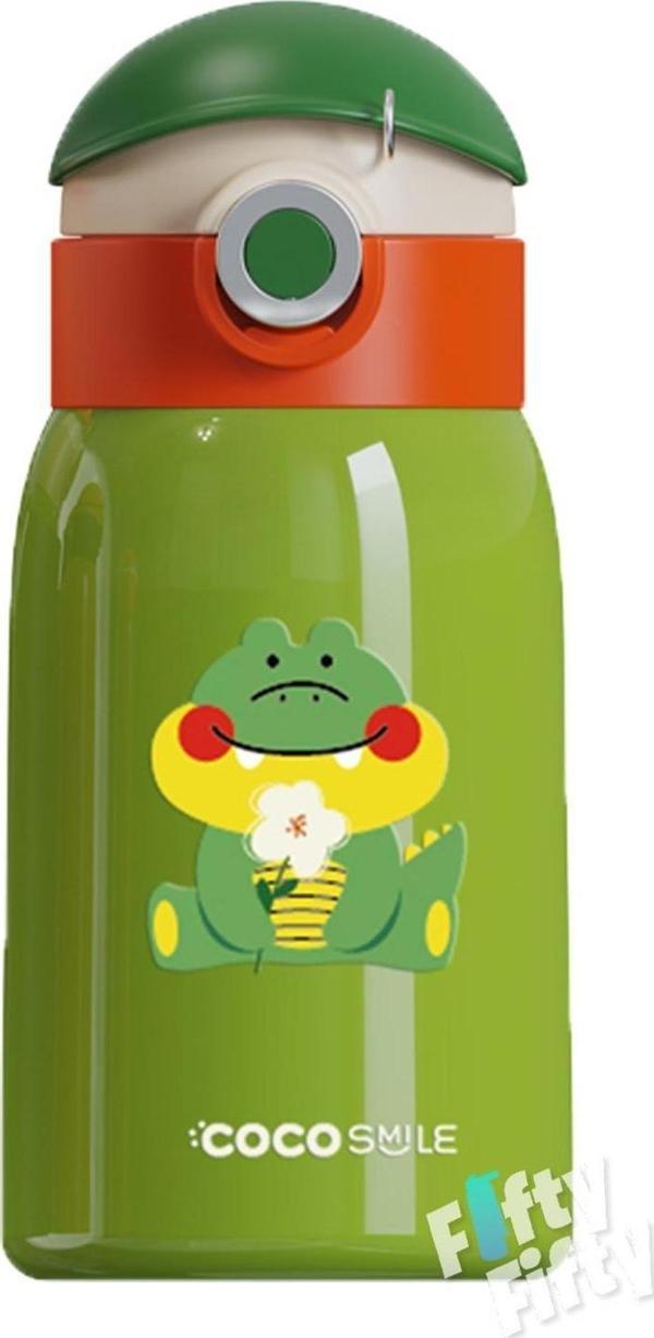 CocoSmile Özel Kutulu Kılıflı 470 ML Pipetli Çelik Termos -Boyun Askılı- 4 Farklı Model  csKılıflı - Image 1