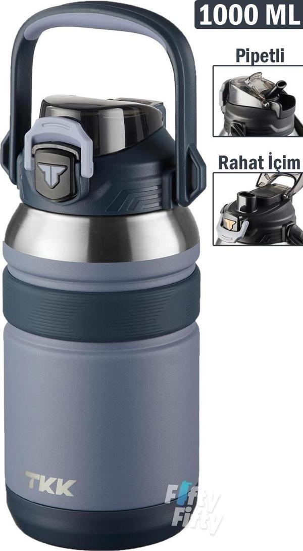 TKK 1000 ML Profesyonel Kamp Matarası/Çelik Termos Çift Kullanım Pipetli/Rahat İçim 12/24 Yalıtım -20311000 - Image 1
