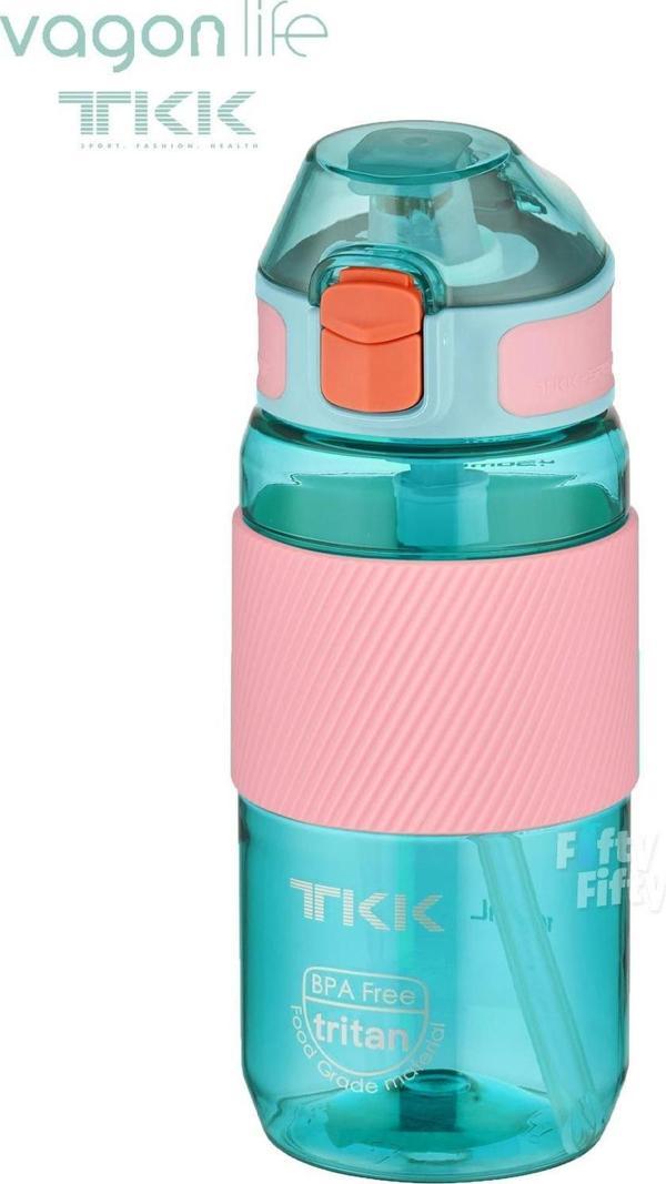 TKK 500 ML Kalın Isırılamaz Pipetli Bpa İçermeyen Taşıma Kulplu Tritan Su Matarası FFTKK1003-500ML - Image 1