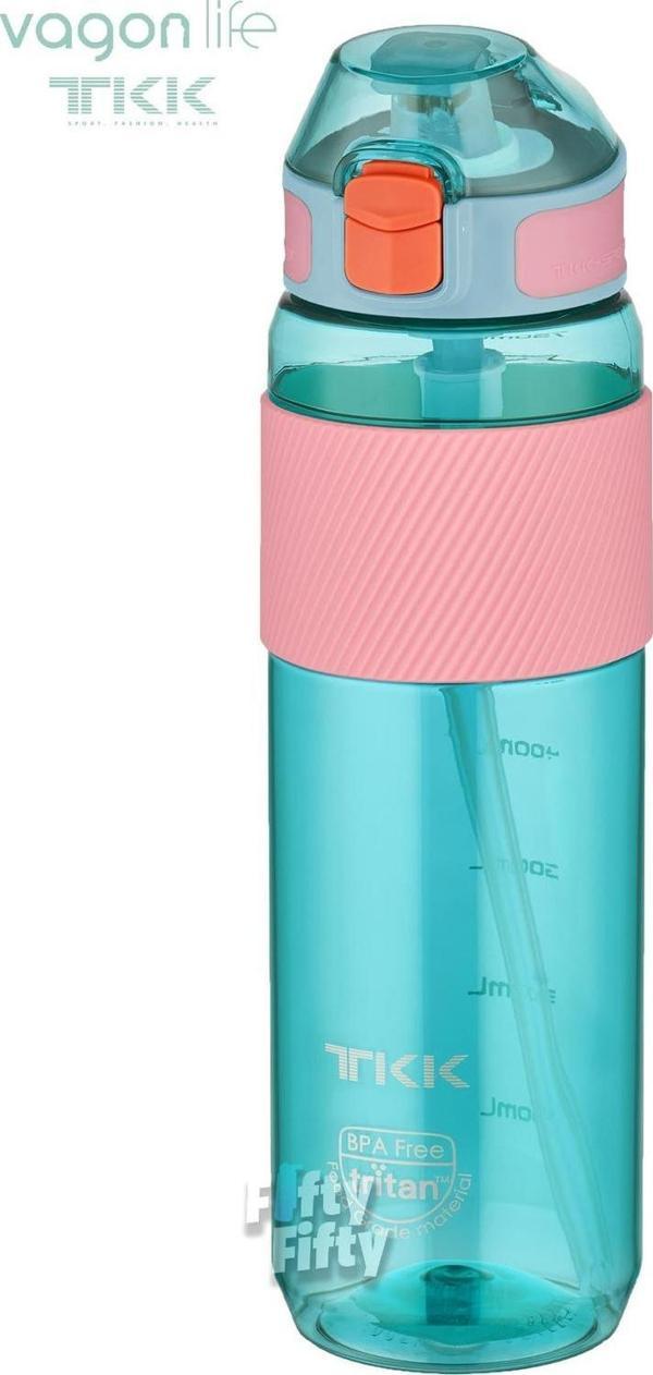 TKK 800 ML Kalın Isırılamaz Pipetli Bpa İçermeyen Taşıma Kulplu Tritan Su Matarası FFTKK1003-800ML - Image 1