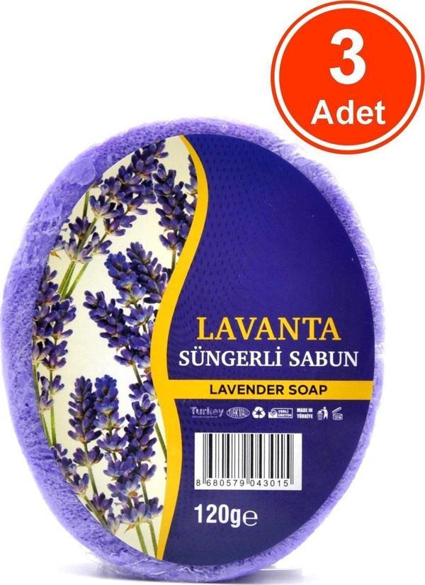Lavanta Özlü Süngerli Sabun Banyo Duş Sabunu 120 G x 3 Adet - Image 1