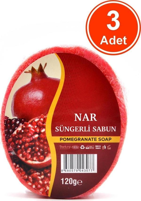Nar Özlü Süngerli Sabun Banyo Duş Sabunu 120 G x 3 Adet - Image 1