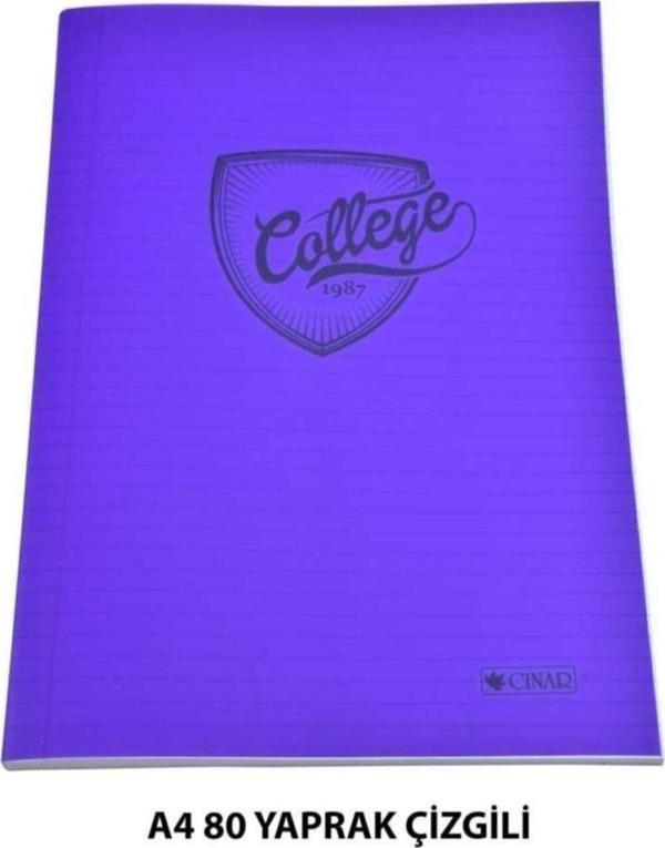 3 Çınar Çınar Pvc Kapaklı A4 Çizgili Defter 80 Yaprak 4 Adet - Image 1
