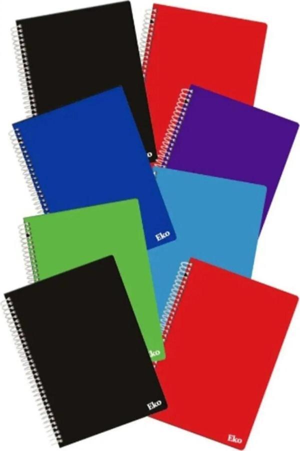 Çınar Defter A4 Okul Defteri 60 Yaprak (8 Adet 4 Kareli 4 Çizgili) Spralli Plastik Kapak - Image 1