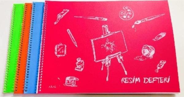 Defne Plastik Kapak ( 3 Adet ) 25X35 Telli Resim Defteri 25 Yp. - Image 1