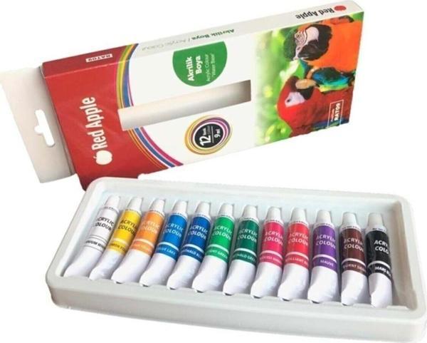 Red Apple Akrilik Boya Tüp 9 Ml X 12 Renk Rat09. - Image 1