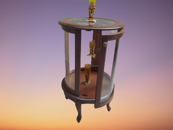 Gümüşlük 17437 SİLİNDİR MODEL Parlak Ceviz Kayın Aslan ayak Bombe Cam 98 El yapım - Image 1