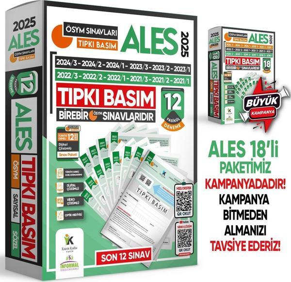 2025 ALES ÖSYM Tıpkı Basım Çıkmış Soru 12li Deneme Paketi Video ve Dijital Çözümlü Türkiye Geneli - İnformal Yayınları - Image 1