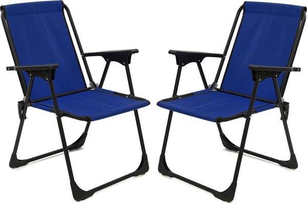 Exent 2 adet LÜX Katlanır Kamp Piknik Plaj Sandalyesi, Çift dikişli 120 kg taşıma kapasiteli -LACİVERT - Image 1