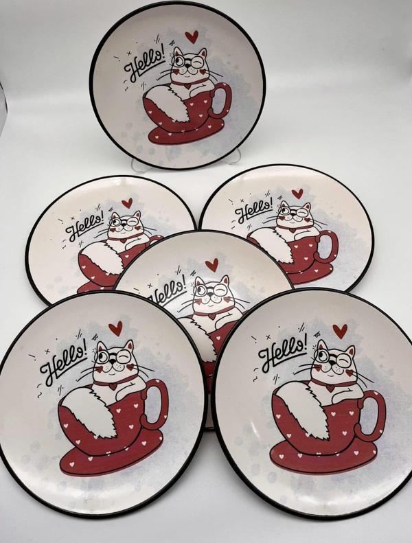 Keramika Sevimli Patiler Serisi Pasta Tabağı 20CM 6 Adet  - Image 1