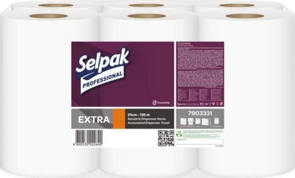 Selpak Kağıt Havlu Professional Extra Sensörlü 21 Cm 135 Metre 7903331 (6 Rulo) - Image 1