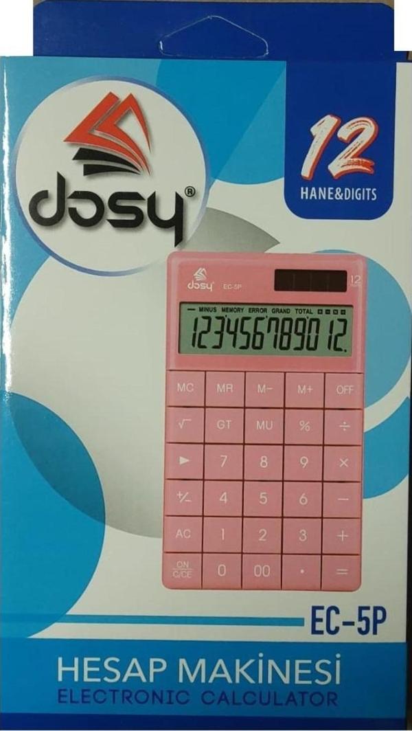 Dosy Hesap Makinesi 12 Hane Pembe Orta Boy Ec-5 - Image 1