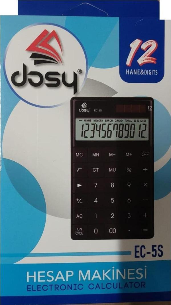 Dosy Hesap Makinesi 12 Hane Siyah Orta Boy Ec-5 - Image 1