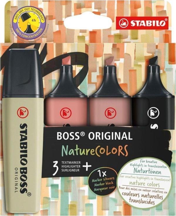 Stabilo Fosforlu Kalem (İşaret Kalemi) Boss Naturecolors 4Er S-Y-K-G 70/4-2-3 (4 Lü Set) - Image 1