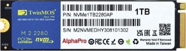 Twinmos 1Tb M.2 Pcie Gen3 Nvme Ssd (3600-3250Mb-S) Nvme1Tb2280Ap Tlc 3Dnand Ssd Harddisk - Image 1