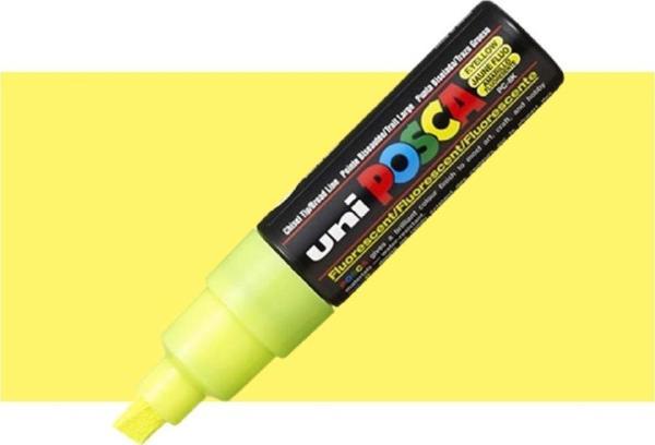 Uni-Ball Posca 8.0 Mm kesik Uç Su Bazlı Poster Markör Kalem Fosforlu Sarı Pc-8k (6 Lı Paket) - Image 1