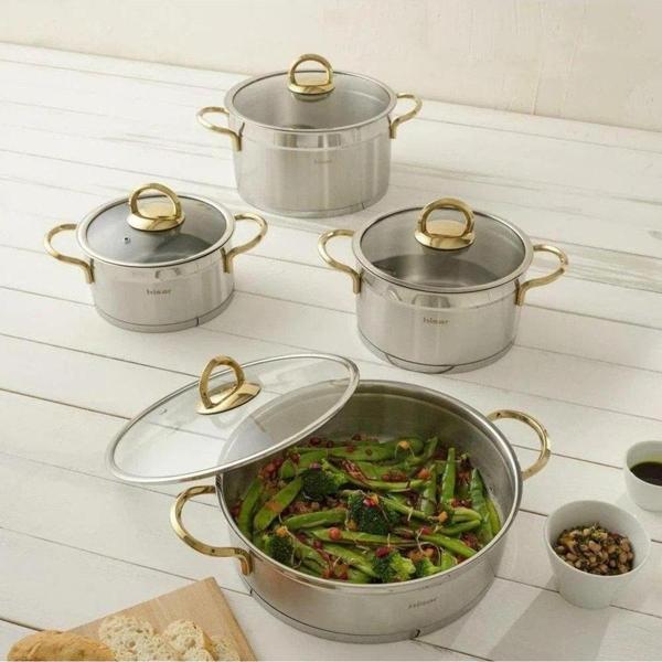Orion Metal Titanyum Gold Kulp 8 Parça Tencere Takımı - Image 1