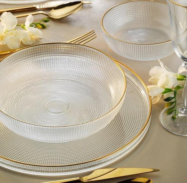 Fecra Loren 18 Parça Yemek Takımı Gold Fileli - Image 1