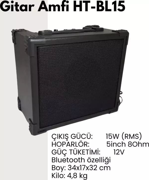 15 Watt Çift Giriş Bluetooth Lu Gitar Amfisi - Image 1