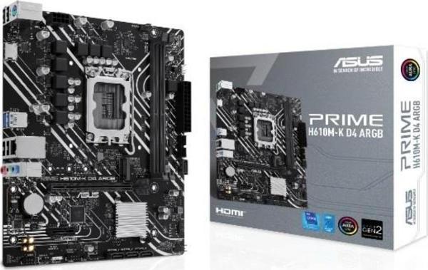 ASUS PRIME H610M-K D4 ARGB DDR4 HDMI PCIE 3.0 1700P MATX - Image 1