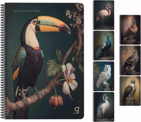 Gıpta Natura Spiralli Karton Kapak Defter A4 80 Yaprak Kareli 7058 (Karışık Renk 1 Adet) - Image 1