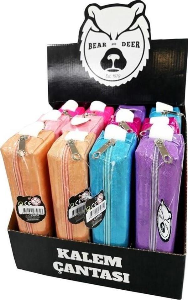 Bearanddeer Kalem Çantsı Küçük Boy Simli Kalp Desenli BD-KCS035 (Karışık Renk 1 Adet) - Image 1